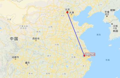 北京到上海的直線距離